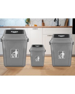 Papelera contenedor q-connect plastico con tapa de balancin 40 litros gris 410x280x610 mm