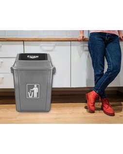 Papelera contenedor q-connect plastico con tapa de balancin 40 litros gris 410x280x610 mm