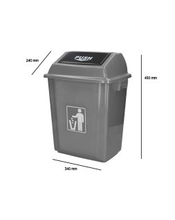 Papelera contenedor q-connect plastico con tapa de balancin 20 litros gris 340x240x450 mm