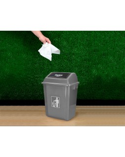 Papelera contenedor q-connect plastico con tapa de balancin 20 litros gris 340x240x450 mm