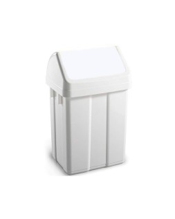 Papelera contenedor tts plastico con tapadera max 12 litros blanca 400x230x200 mm