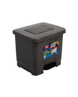 Papelera contenedor plasticforte plastico con pedal 2 compartimentos 35 litros gris oscuro