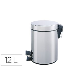 Papelera metalica q-connect con pedal cromada 25x38cm capacidad 12 litros