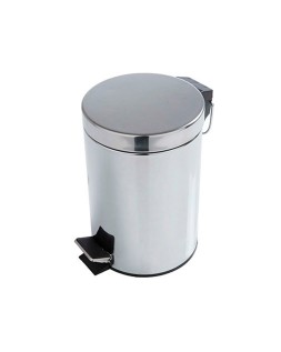 Papelera metalica q-connect con pedal cromada 43x29cm capacidad 20 litros