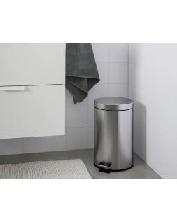 Papelera metalica q-connect con pedal cromada 43x29cm capacidad 20 litros