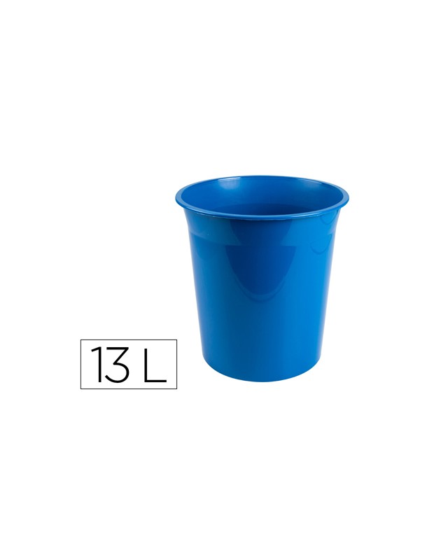 Papelera plastico q-connect azul opaco 13 litros 275x285 mm