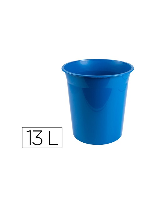 Papelera plastico q-connect azul opaco 13 litros 275x285 mm