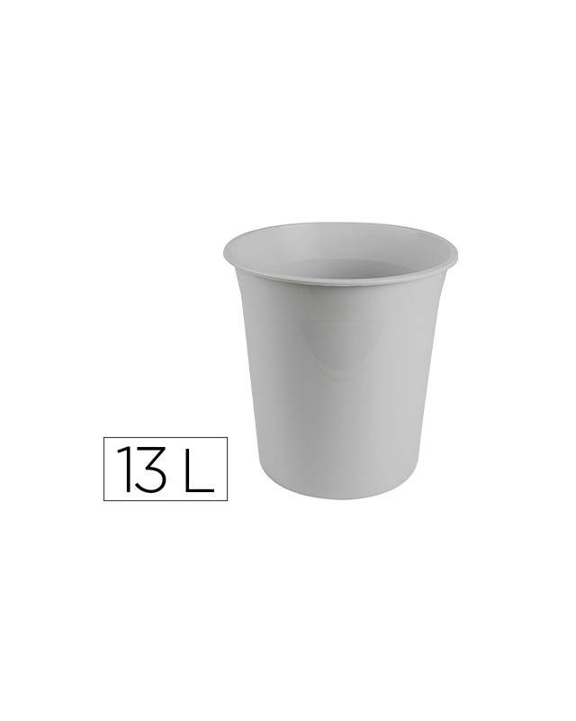 Papelera plastico q-connect gris opaco 13 litros 275x285 mm