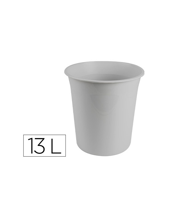 Papelera plastico q-connect gris opaco 13 litros 275x285 mm