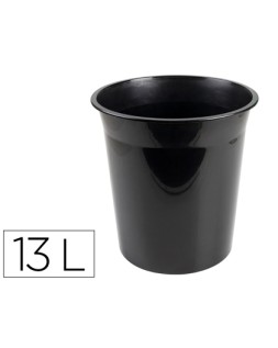 Papelera plastico q-connect negro opaco 13 litros 275x285 mm