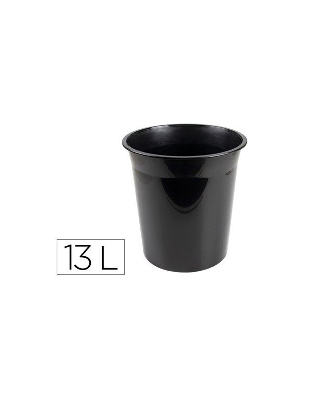 Papelera plastico q-connect negro opaco 13 litros 275x285 mm