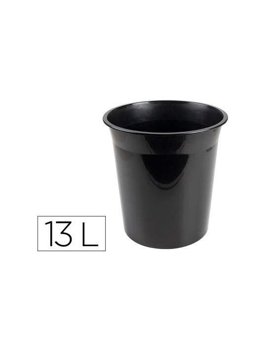 Papelera plastico q-connect negro opaco 13 litros 275x285 mm