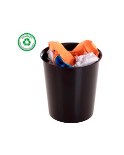 Papelera plastico archivo 2000 color negro capacidad 18 litros con opcion aro sujetabolsa 290x310 mm