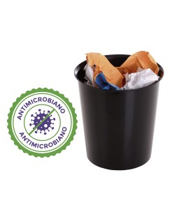 Papelera plastico archivo 2000 antimicrobiana sanitized plastico negro 18 litros 290x310 mm