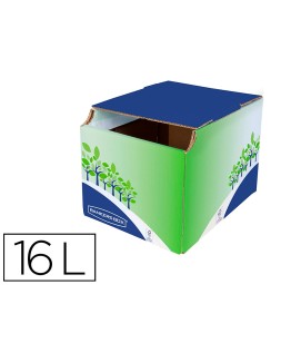 Contenedor papelera reciclaje fellowes sobremesa carton 100% reciclado montaje manual entrada frontal y tapa