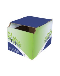 Contenedor papelera reciclaje fellowes sobremesa carton 100% reciclado montaje manual entrada frontal y tapa