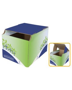 Contenedor papelera reciclaje fellowes sobremesa carton 100% reciclado montaje manual entrada frontal y tapa