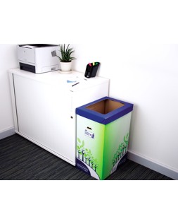 Contenedor papelera reciclaje fellowes carton doble 100% reciclado montaje manual entrada superior 69 litros
