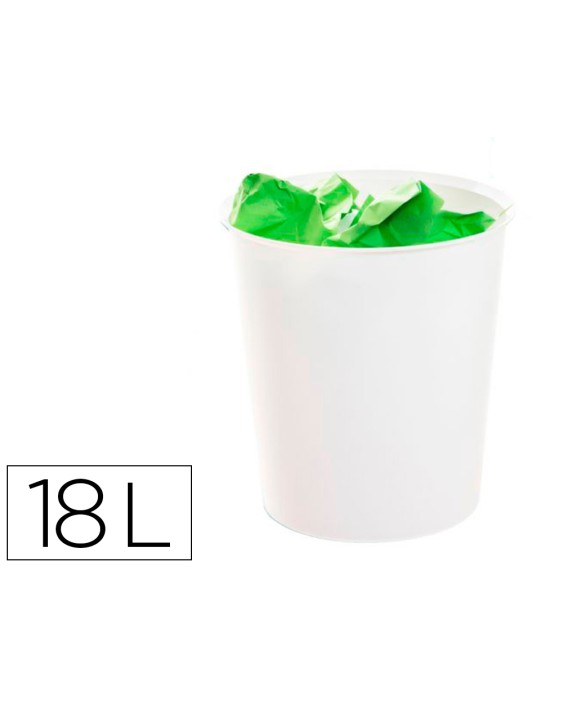 Papelera plastico archivo 2000 ecogreen 100% reciclada 18 litros color blanco pastel 290x310 mm