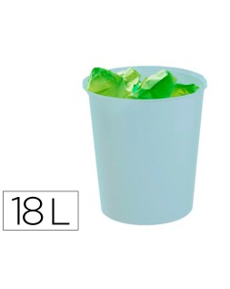 Papelera plastico archivo 2000 ecogreen 100% reciclada 18 litros color azul pastel 290x310 mm