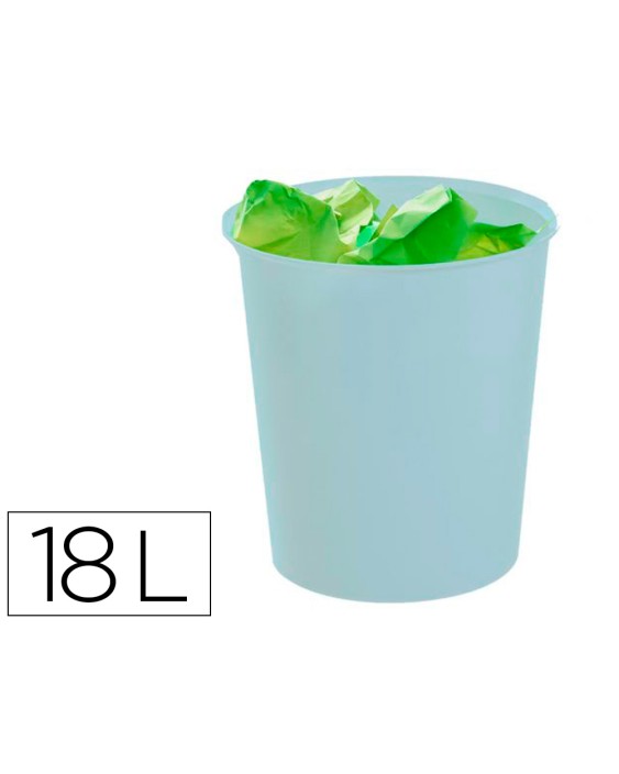 Papelera plastico archivo 2000 ecogreen 100% reciclada 18 litros color azul pastel 290x310 mm