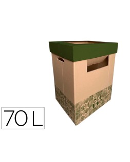 Contenedor papelera reciclaje liderpapel ecouse carton 100% reciclado y reciclable 70 litros 450x350x650 mm