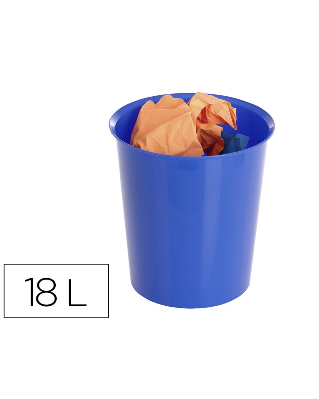 Papelera plastico archivo 2000 ecogreen 100% reciclada 18 litros color azul 290x310 mm