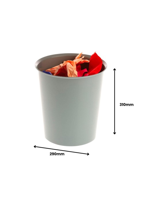 Papelera plastico archivo 2000 reciclable 100% 18 litros color gris 290x310 mm
