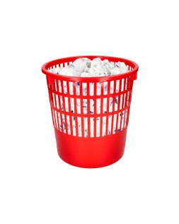 Papelera plastico q-connect 15 litros rejilla color rojo 285x290 mm