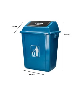 Papelera contenedor q-connect plastico con tapa de balancin 20 litros azul 340x240x450 mm