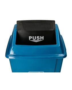 Papelera contenedor q-connect plastico con tapa de balancin 20 litros azul 340x240x450 mm