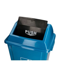 Papelera contenedor q-connect plastico con tapa de balancin 20 litros azul 340x240x450 mm