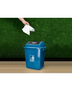 Papelera contenedor q-connect plastico con tapa de balancin 20 litros azul 340x240x450 mm