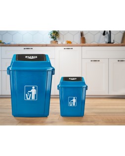 Papelera contenedor q-connect plastico con tapa de balancin 20 litros azul 340x240x450 mm