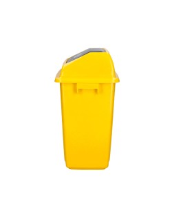 Papelera contenedor q-connect plastico con tapa de balancin 58 litros amarillo 470x330x760 mm