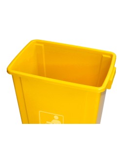 Papelera contenedor q-connect plastico con tapa de balancin 58 litros amarillo 470x330x760 mm