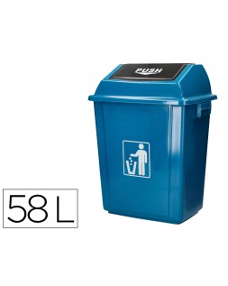 Papelera contenedor q-connect plastico con tapa de balancin 58 litros azul 470x330x760 mm
