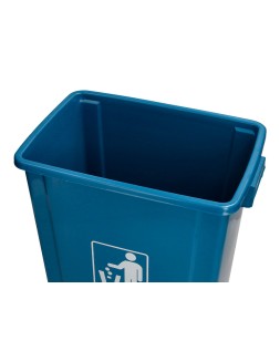 Papelera contenedor q-connect plastico con tapa de balancin 58 litros azul 470x330x760 mm