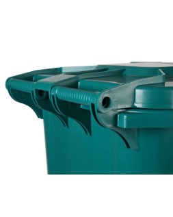 Papelera contenedor q-connect plastico con tapadera y ruedas 240 litros verde 1040x620x610 mm