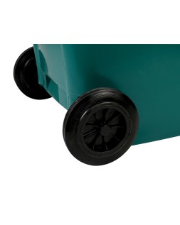 Papelera contenedor q-connect plastico con tapadera y ruedas 240 litros verde 1040x620x610 mm