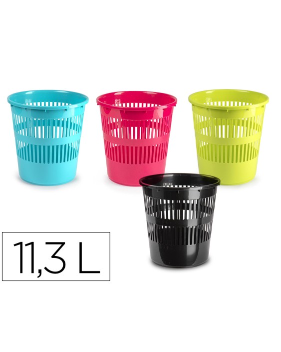 Papelera plastico plastiforte colores surtidos 11,3 litros 275x275x280 mm