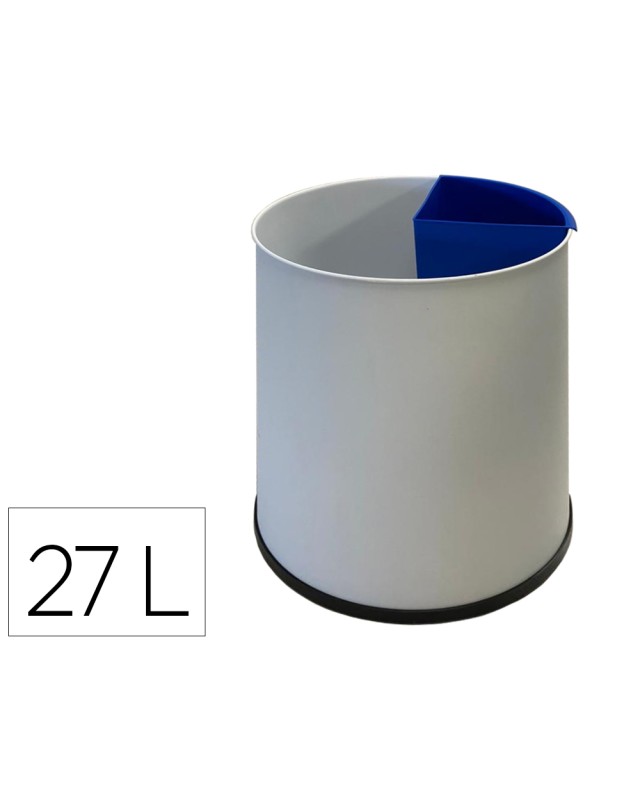 Papelera metalica sie para reciclaje con 1 departamento extraible 27 litros 300x295 mm