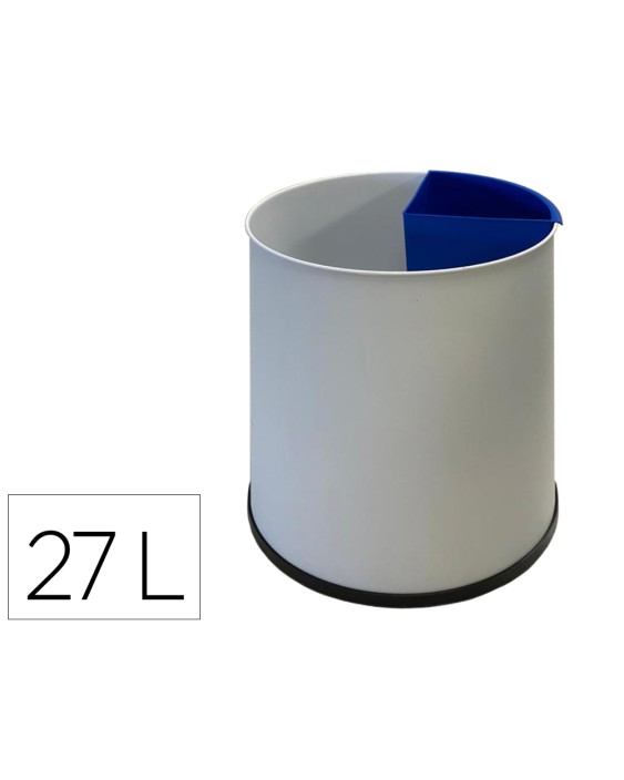 Papelera metalica sie para reciclaje con 1 departamento extraible 27 litros 300x295 mm