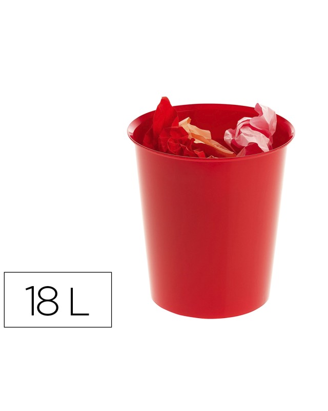 Papelera plastico archivo 2000 ecogreen 100% reciclada 18 litros color rojo 290x310
