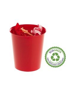 Papelera plastico archivo 2000 ecogreen 100% reciclada 18 litros color rojo 290x310