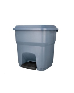 Papelera contenedor q-connect plastico con tapa y pedal 30 litros gris 395x395x420 mm