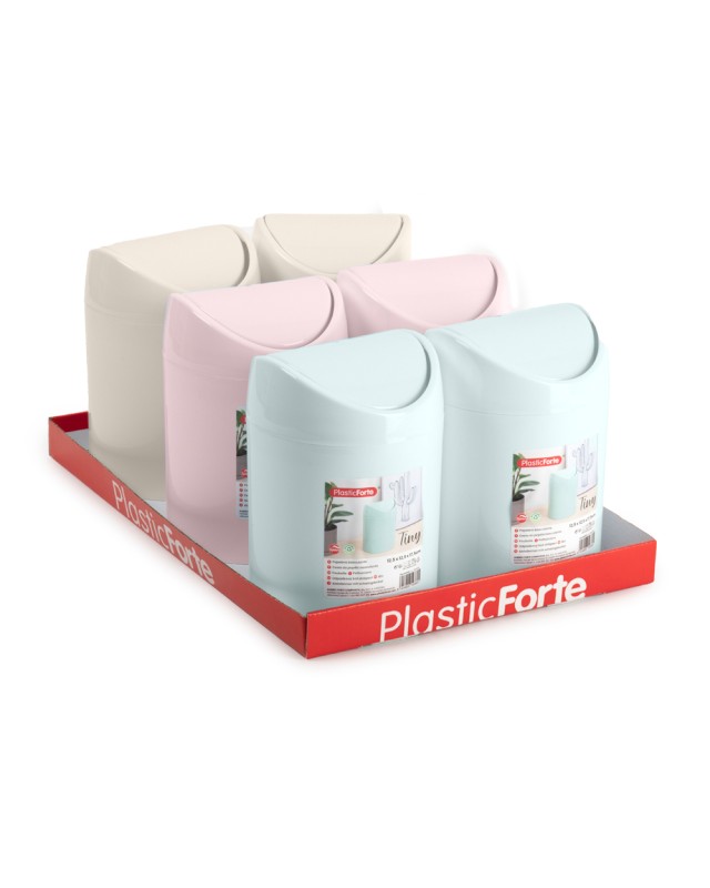 Papelera plastico plasticforte tiny sobremesa 1,4l colores surtidos 12,5x12,5x17,5 cm