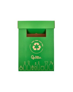 Contenedor papelera reciclaje liderpapel carton reciclado para vidrio 450x350x650 mm 70 litros verde