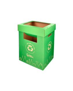 Contenedor papelera reciclaje liderpapel carton reciclado para vidrio 450x350x650 mm 70 litros verde