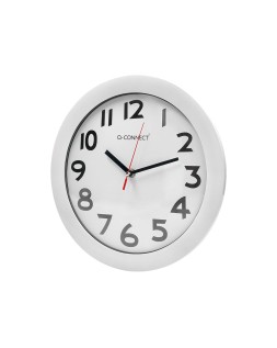 Reloj q-connect de pared plastico oficina redondo 30 cm marco blanco